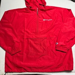 Champion Red Stadium Packable Jacket, Script Logo Wind & Water-resistant XXL